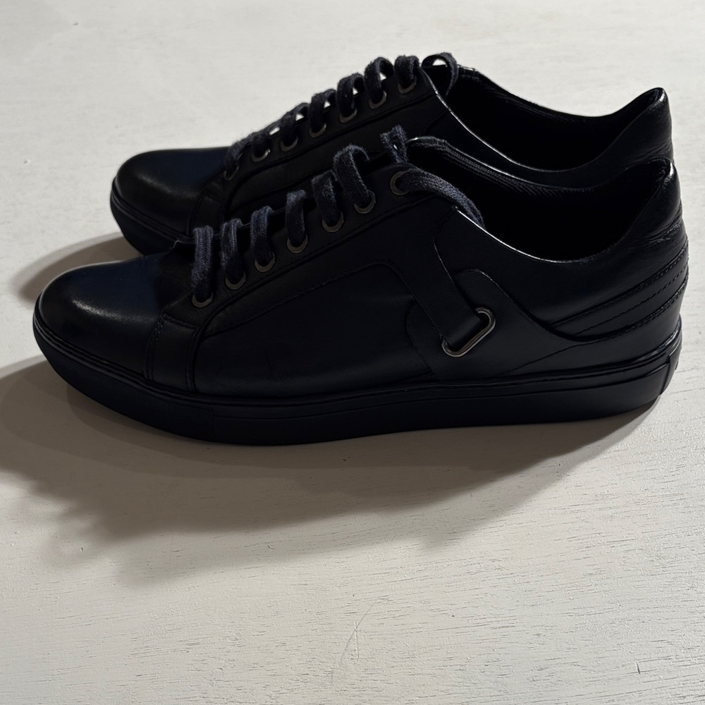 Versace Collection Dark Blue Leather Sneakers - Picture 3 of 9